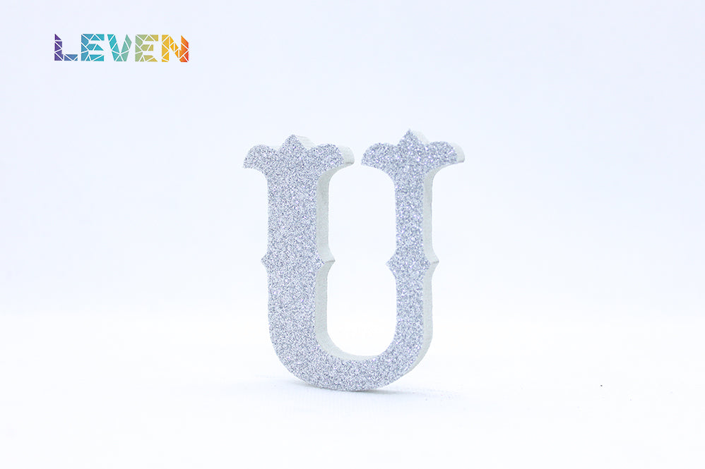 Letras decorativas 7cm Plata purpurina U