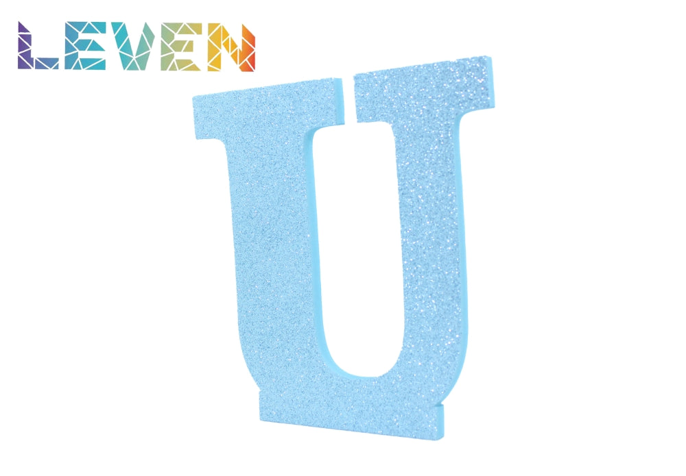 Letras decorativas 15-20cm Celeste purpurina U