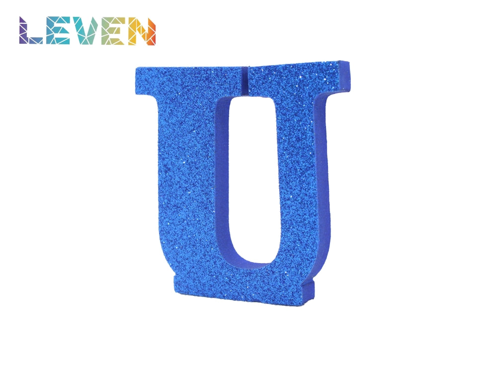 Letras decorativas 7.5cm Azul purpurina U