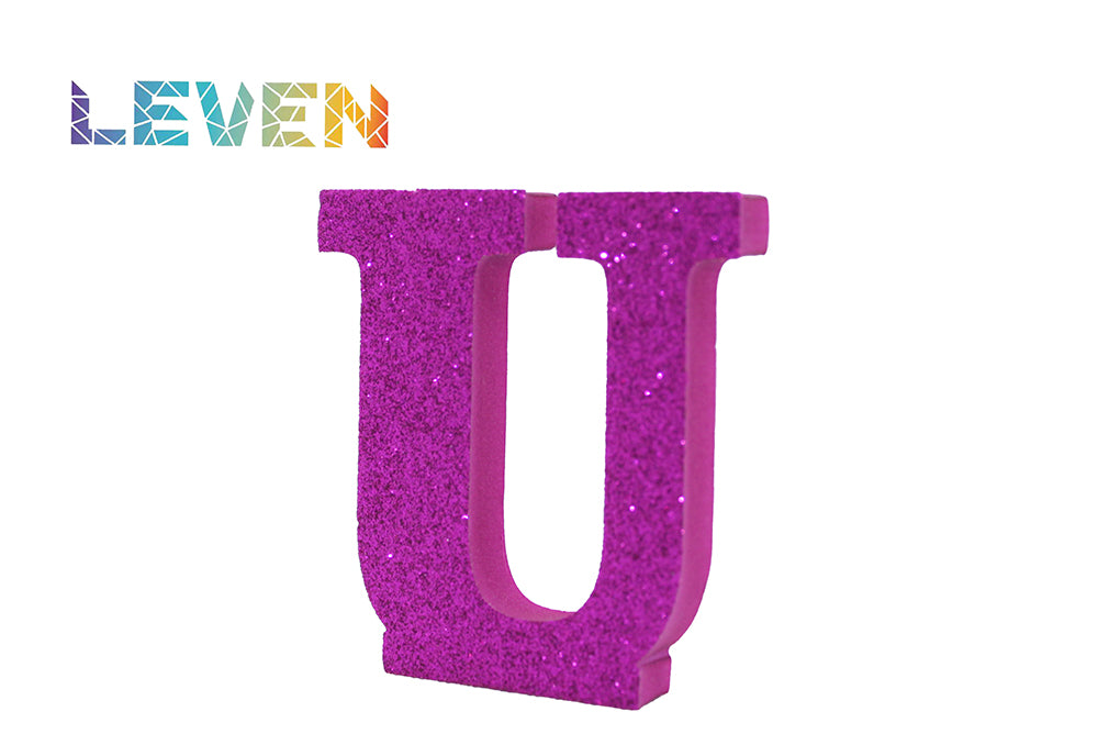 Letras decorativas 7.5cm Fucsia purpurina U