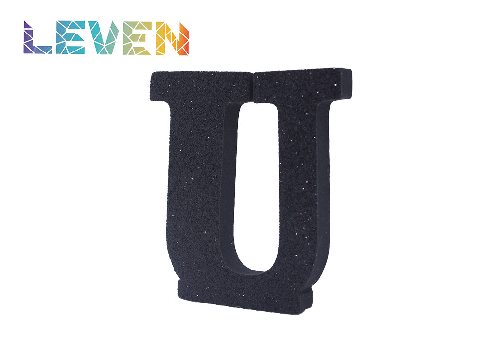 Letras decorativas 7.5cm Negro purpurina U