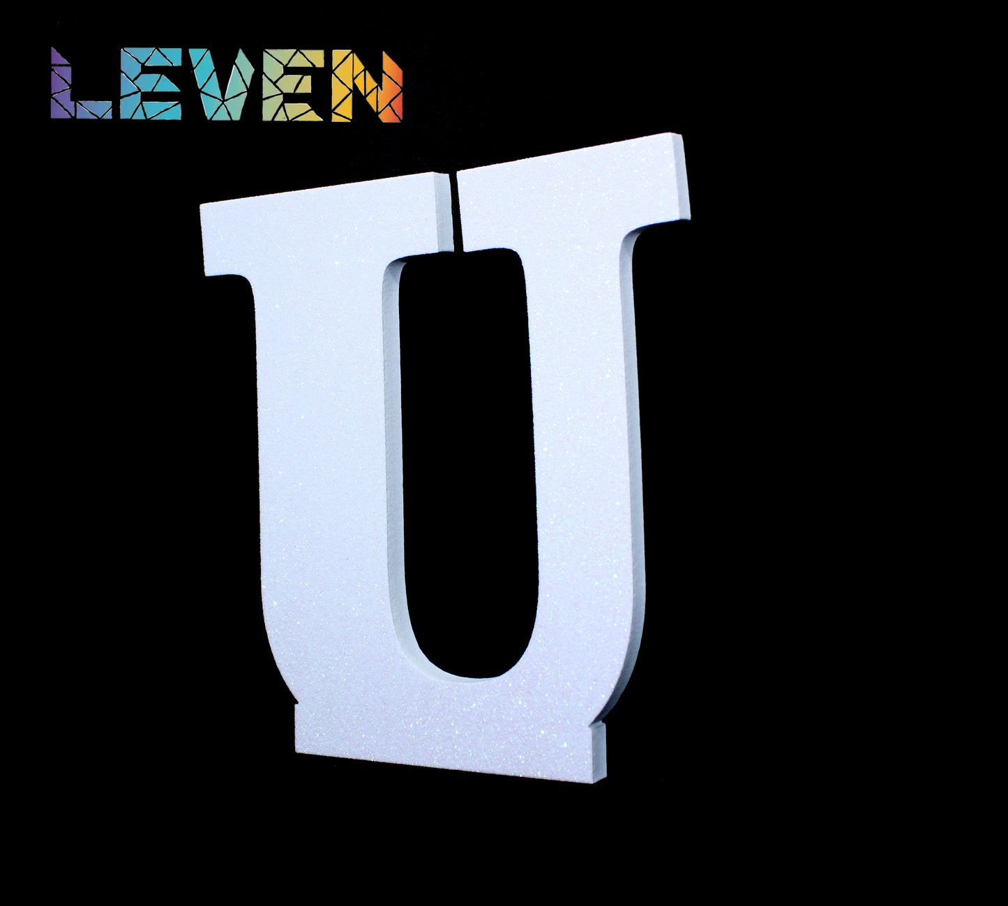 Letras decorativas 7.5cm Blanco purpurina U