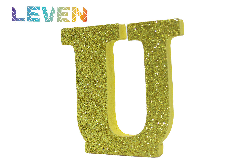 Letras decorativas 7.5cm Oro purpurina U