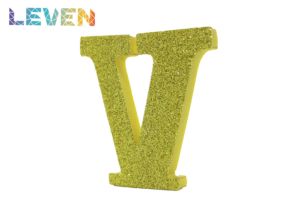 Letras decorativas 7.5cm Oro purpurina V
