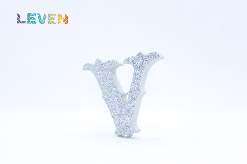 Letras decorativas 7cm Plata purpurina V