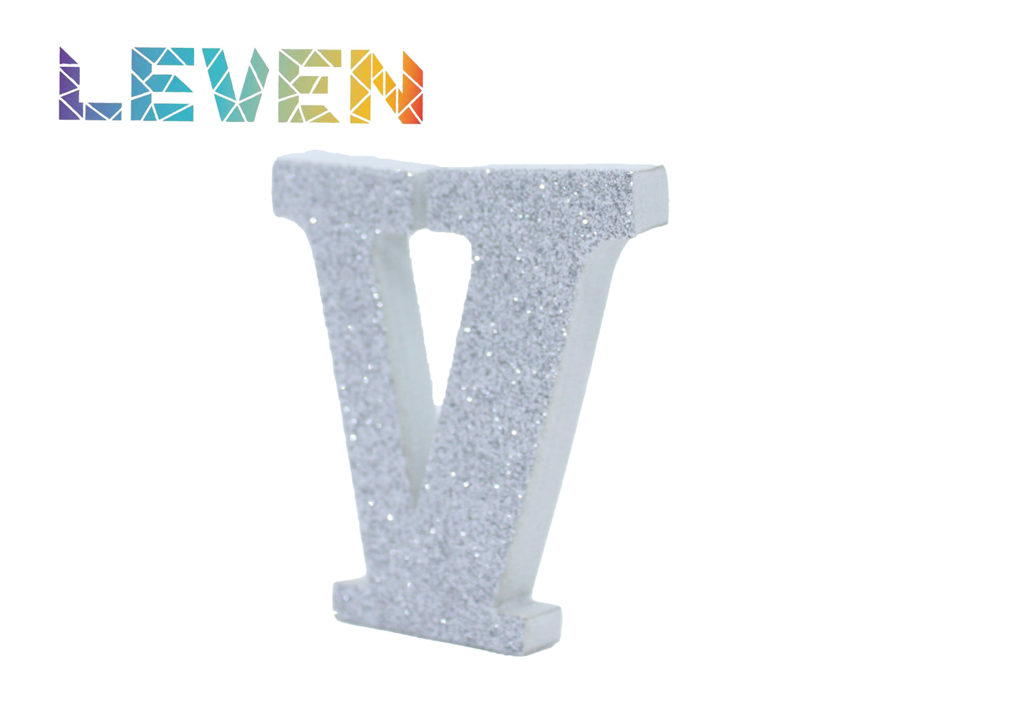 Letras decorativas 7.5cm Plata purpurina V