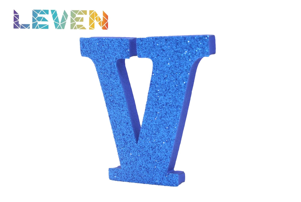 Letras decorativas 7.5cm Azul purpurina V