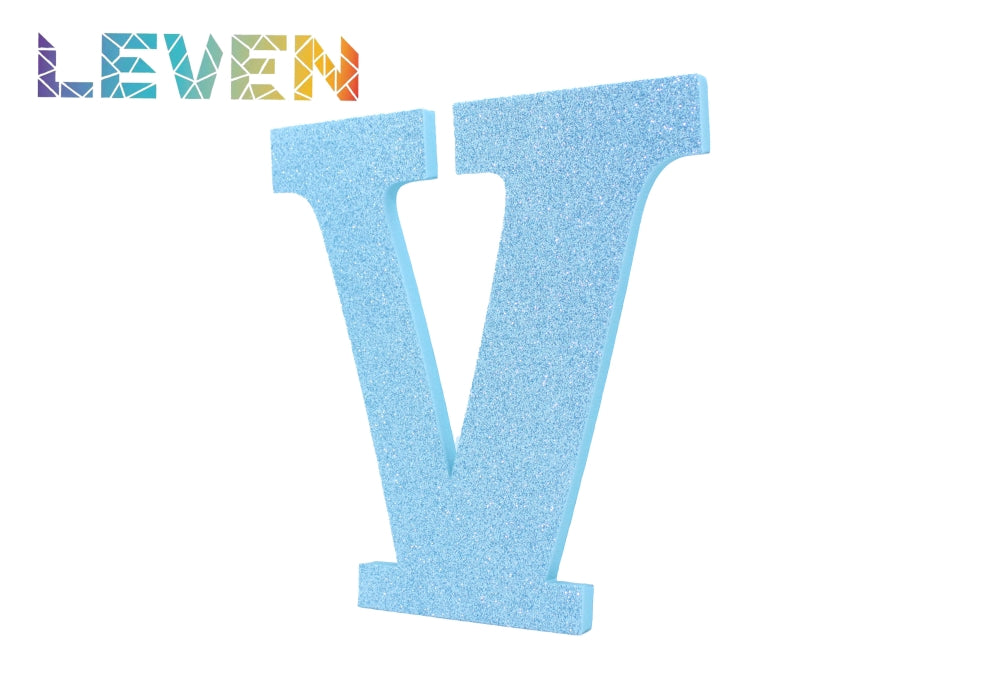 Letras decorativas 15-20cm Celeste purpurina V