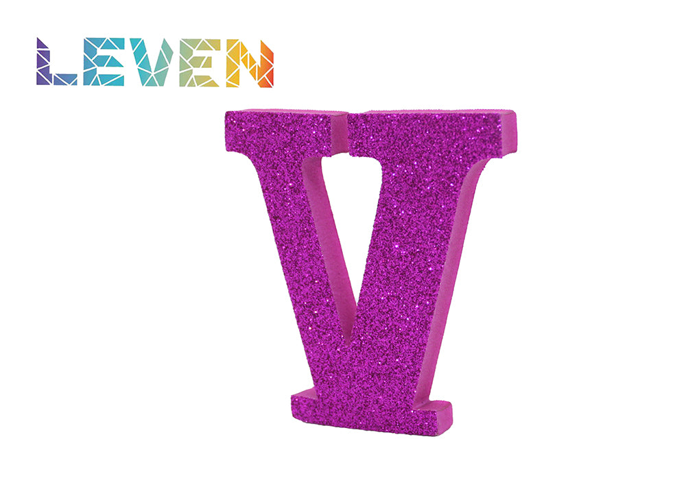 Letras decorativas 7.5cm Fucsia purpurina V