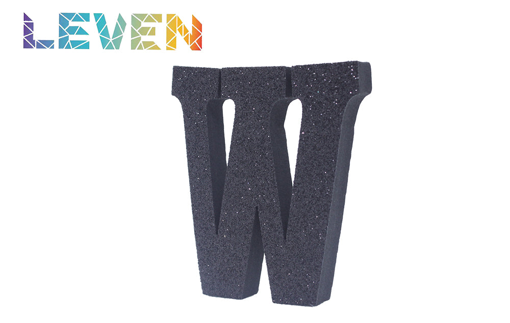 Letras decorativas 7.5cm Negro purpurina W