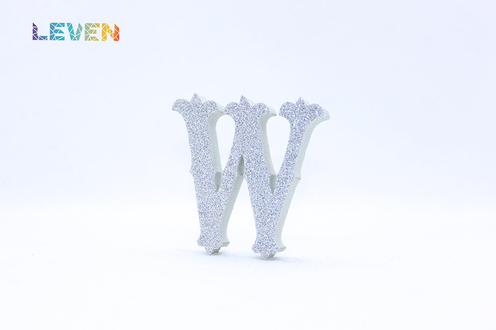 Letras decorativas 7cm Plata purpurina W
