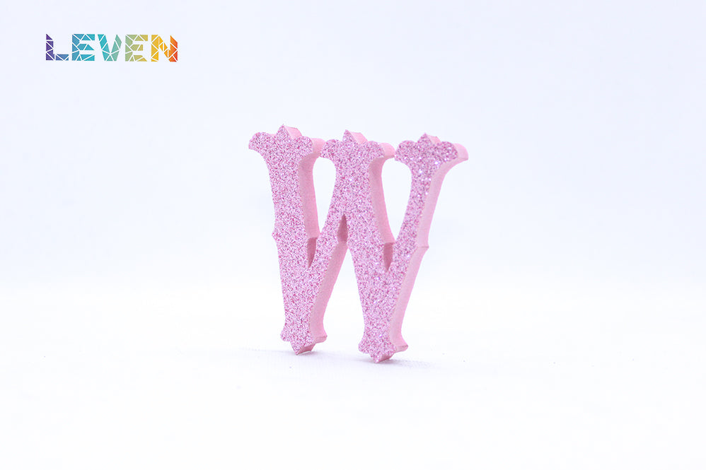 Letras decorativas 7cm Rosa purpurina W