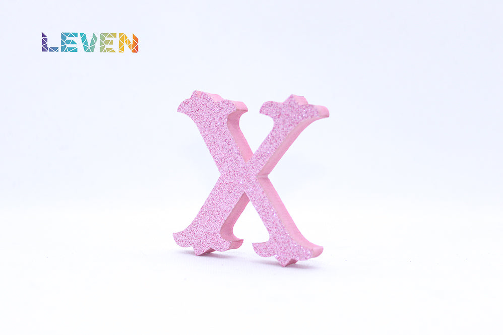 Letras decorativas 7cm Rosa purpurina X