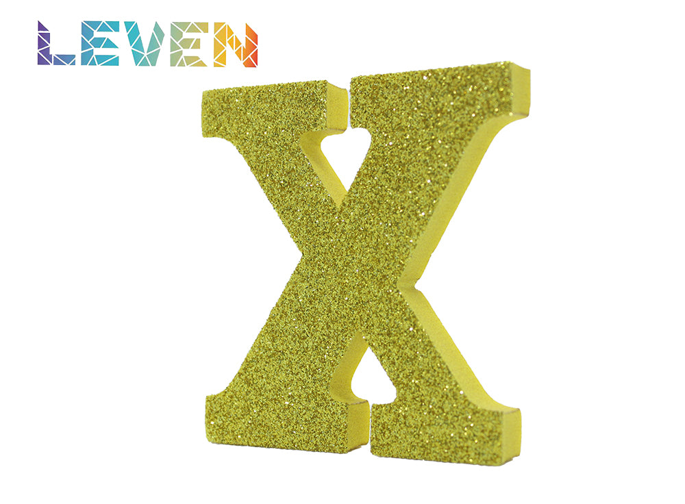 Letras decorativas 7.5cm Oro purpurina X