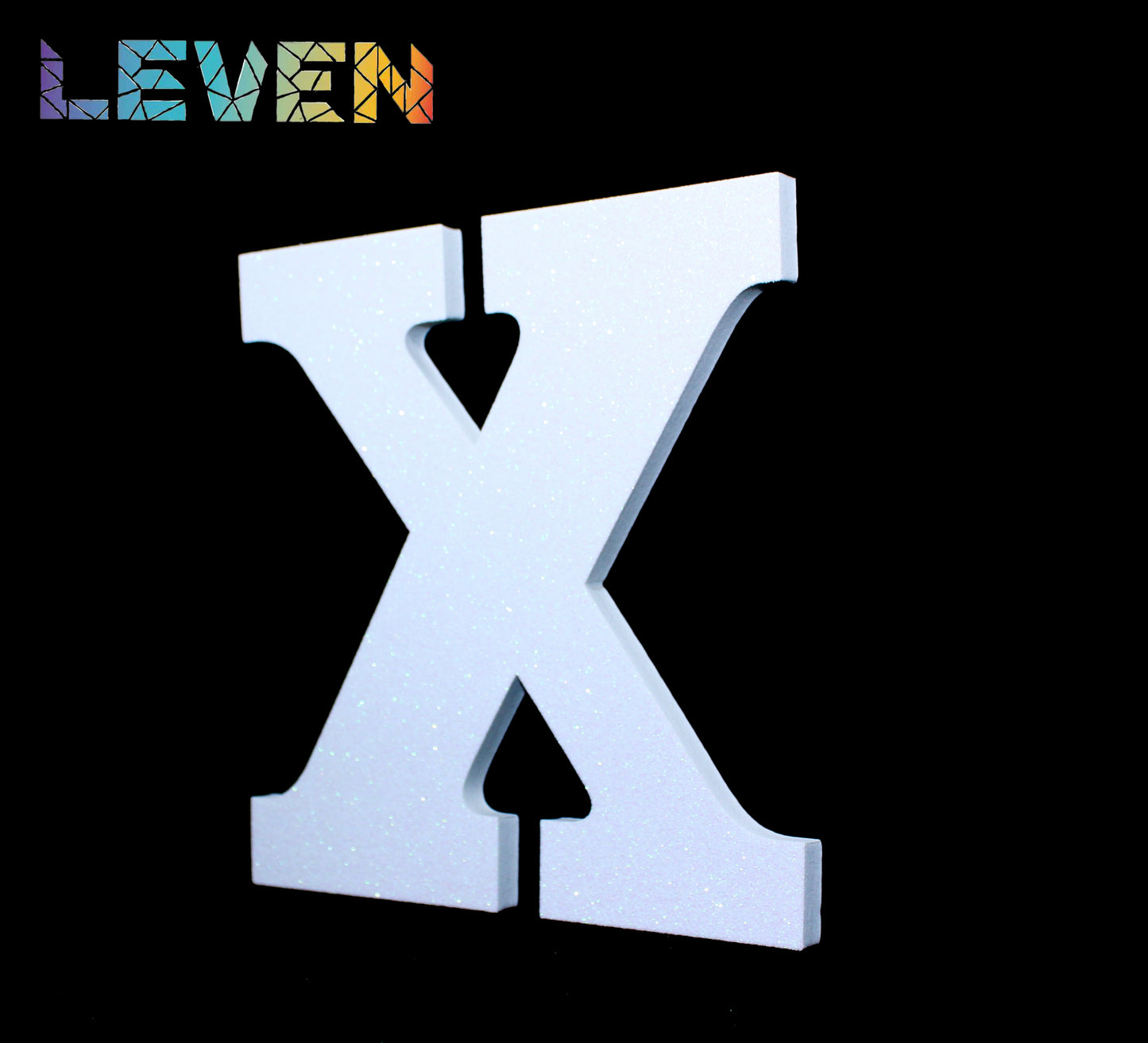 Letras decorativas 7.5cm Blanco purpurina X