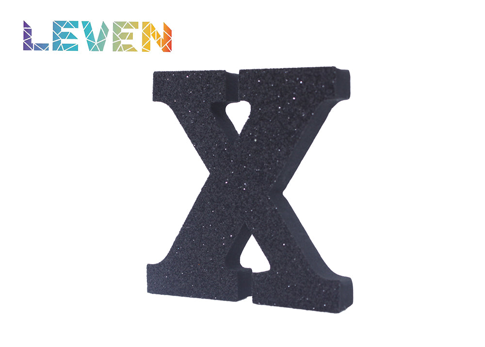 Letras decorativas 7.5cm Negro purpurina X