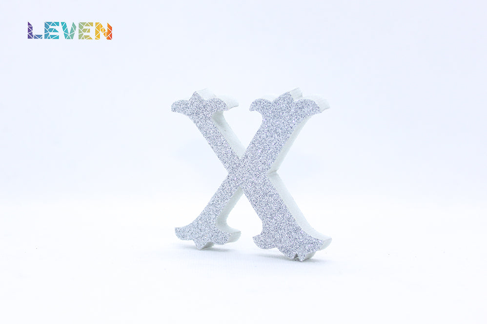 Letras decorativas 7cm Plata purpurina X