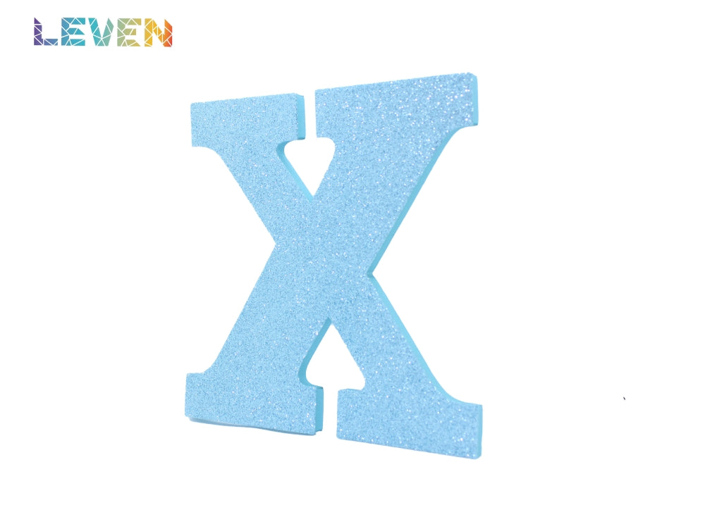 Letras decorativas 15-20cm Celeste purpurina X