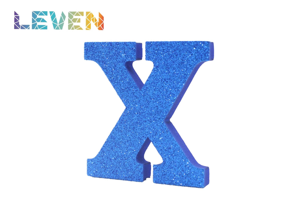 Letras decorativas 7.5cm Azul purpurina X