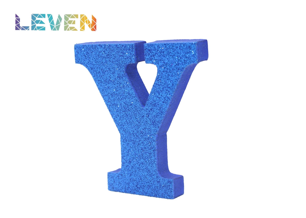 Letras decorativas 7.5cm Azul purpurina Y