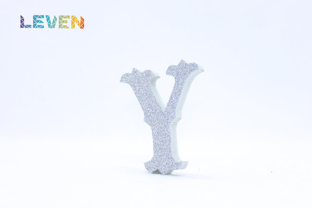 Letras decorativas 7cm Plata purpurina Y