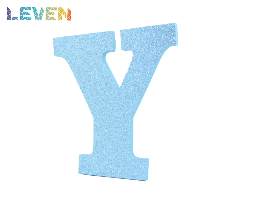 Letras decorativas 15-20cm Celeste purpurina Y