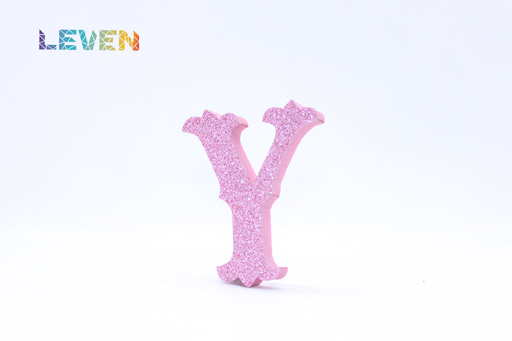 Letras decorativas 7cm Rosa purpurina Y