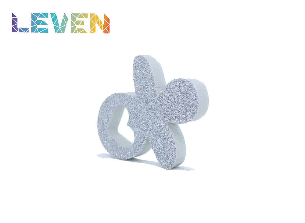 Letras decorativas 7.5cm Plata purpurina Chupete
