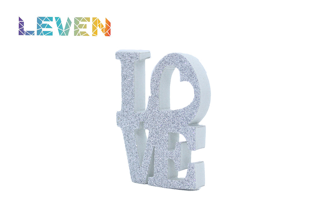 Letras decorativas 7.5cm Plata purpurina Love
