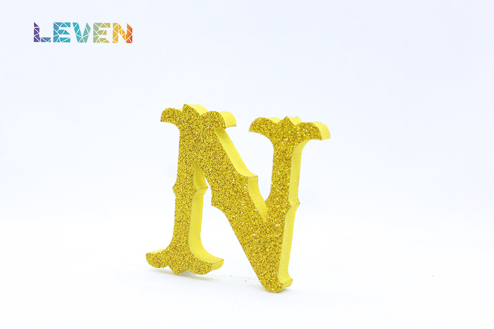 Letras decorativas 7cm Oro purpurina N
