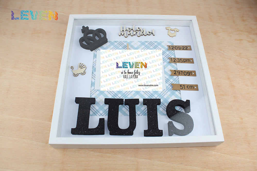 Marco personalizado Nacimiento Negro purpurina SIN foto