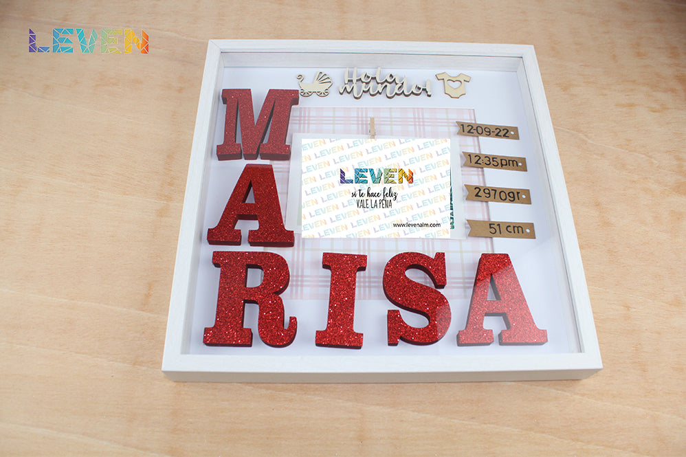 Marco personalizado Nacimiento Rojo purpurina SIN foto