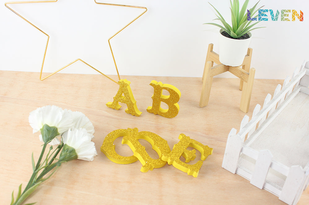 Letras decorativas 7cm Oro purpurina