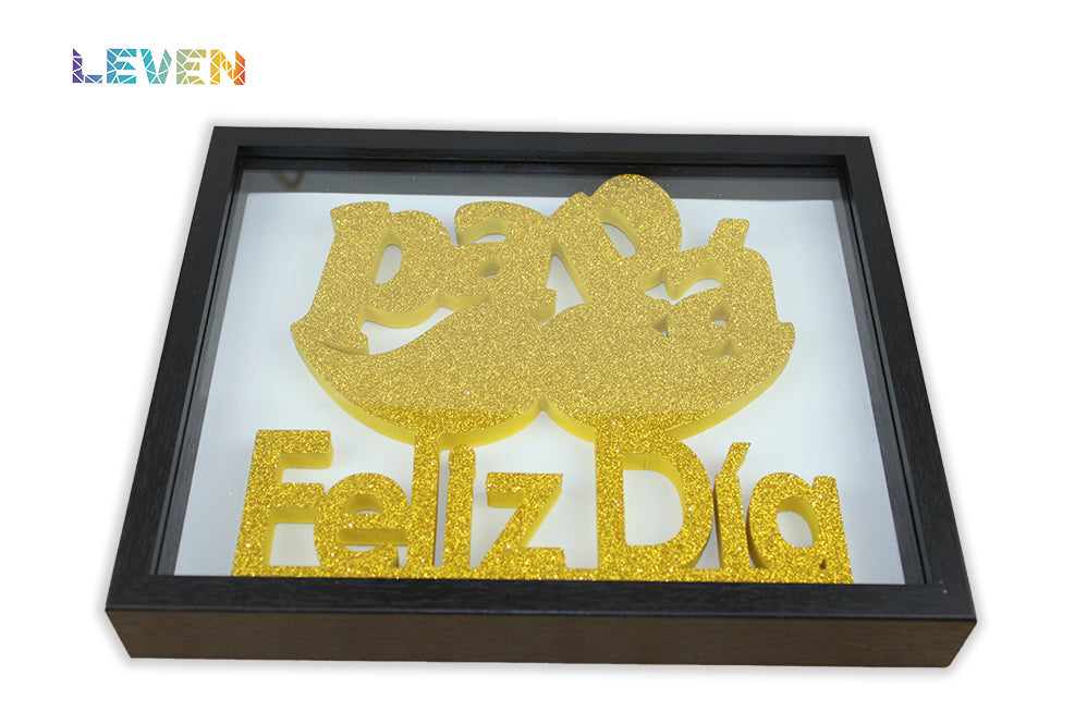 Marco Papá feliz día Oro purpurina