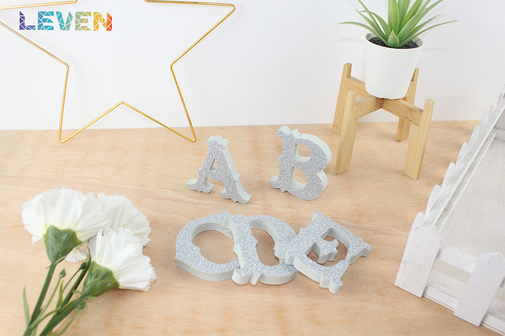 Letras decorativas 7cm Plata purpurina