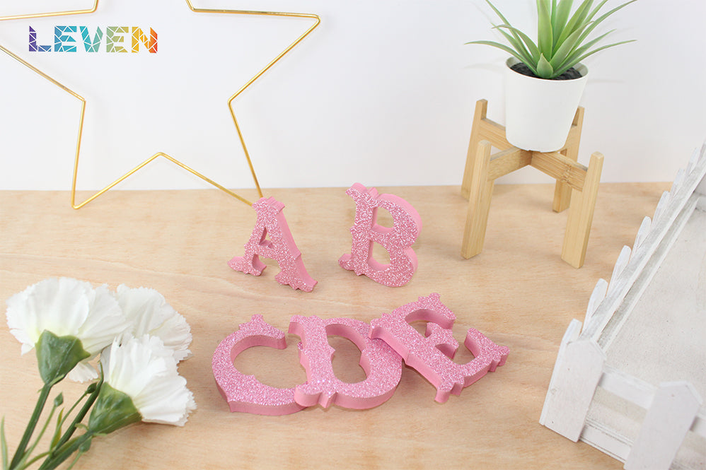 Letras decorativas 7cm Rosa purpurina