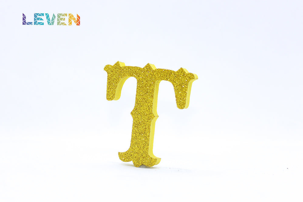 Letras decorativas 7cm Oro purpurina T