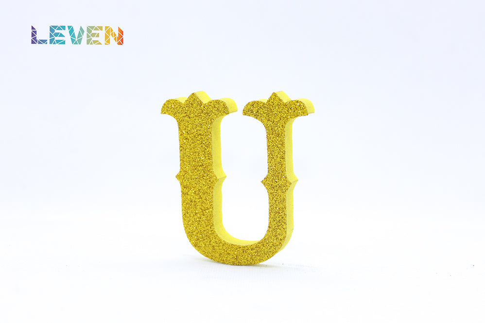 Letras decorativas 7cm Oro purpurina U