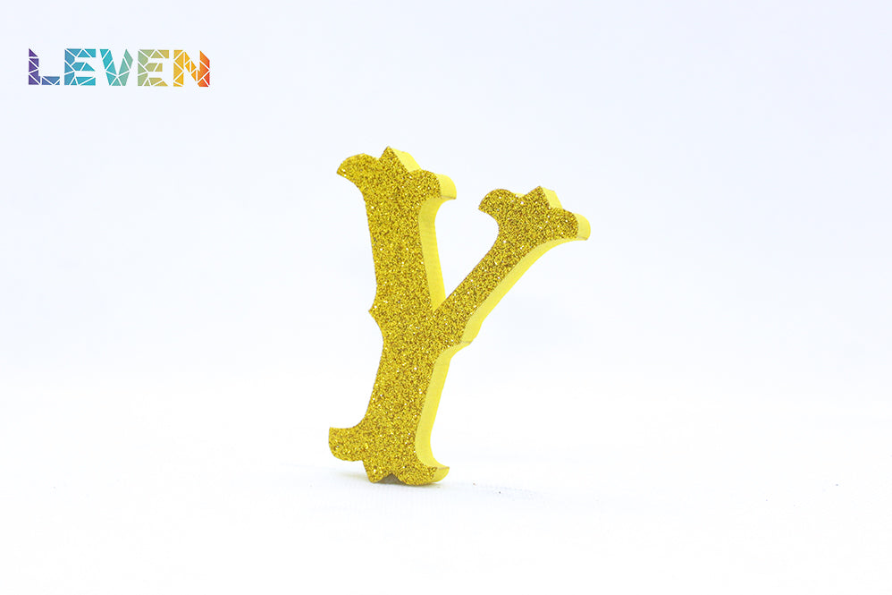 Letras decorativas 7cm Oro purpurina Y