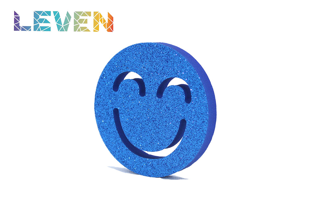 Letras decorativas 7.5cm Azul purpurina Cara sonriente