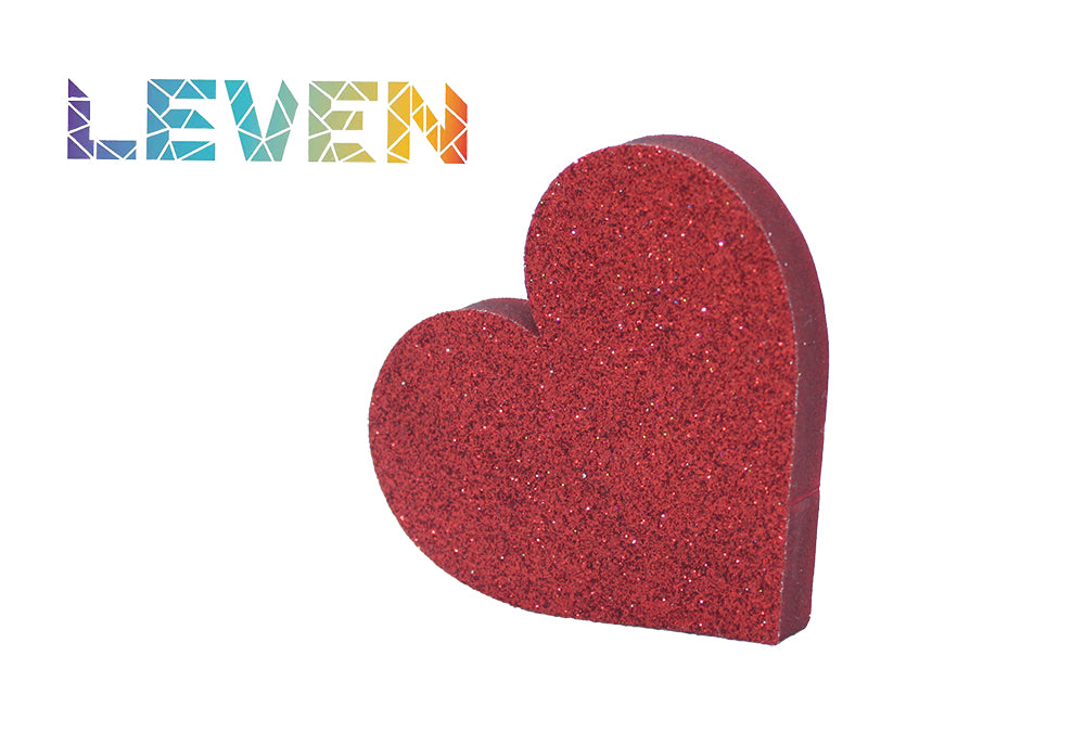 Letras decorativas 7.5cm Rojo purpurina Corazon