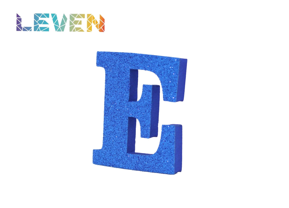 Letras decorativas 7.5cm Azul purpurina E