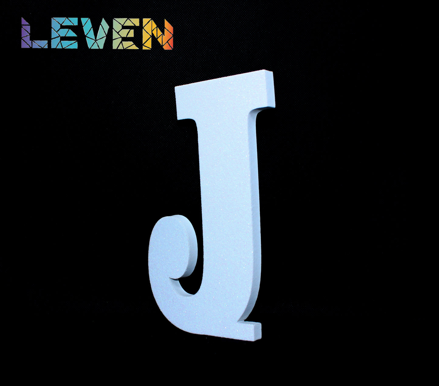 Letras decorativas 7.5cm Blanco purpurina J
