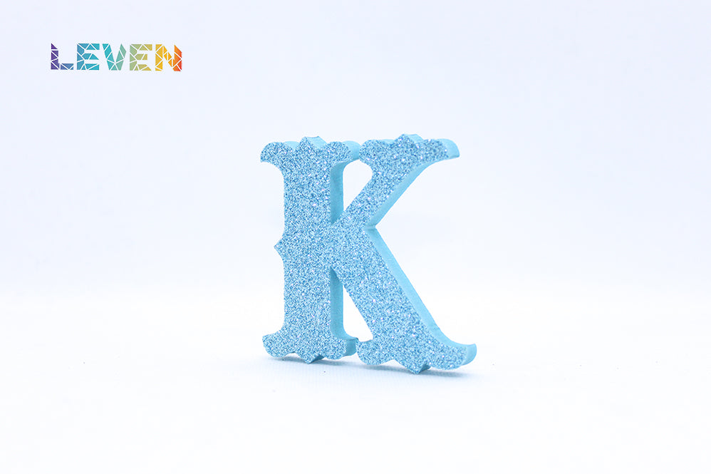 Letras decorativas 7cm Celeste purpurina K