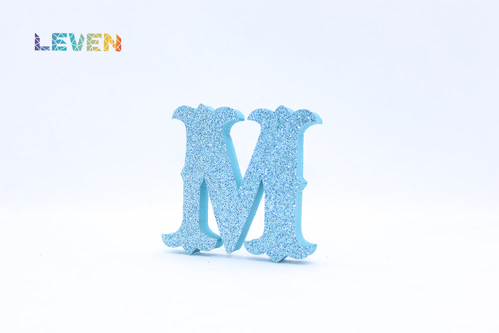 Letras decorativas 7cm Celeste purpurina M