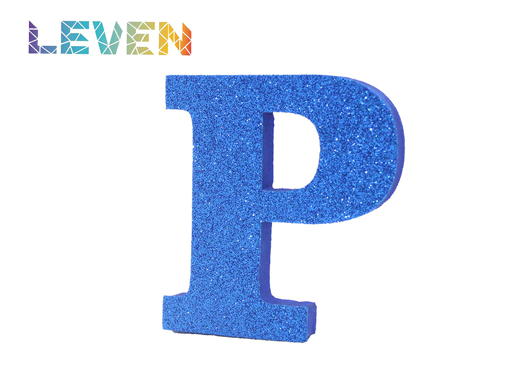 Letras decorativas 7.5cm Azul purpurina P