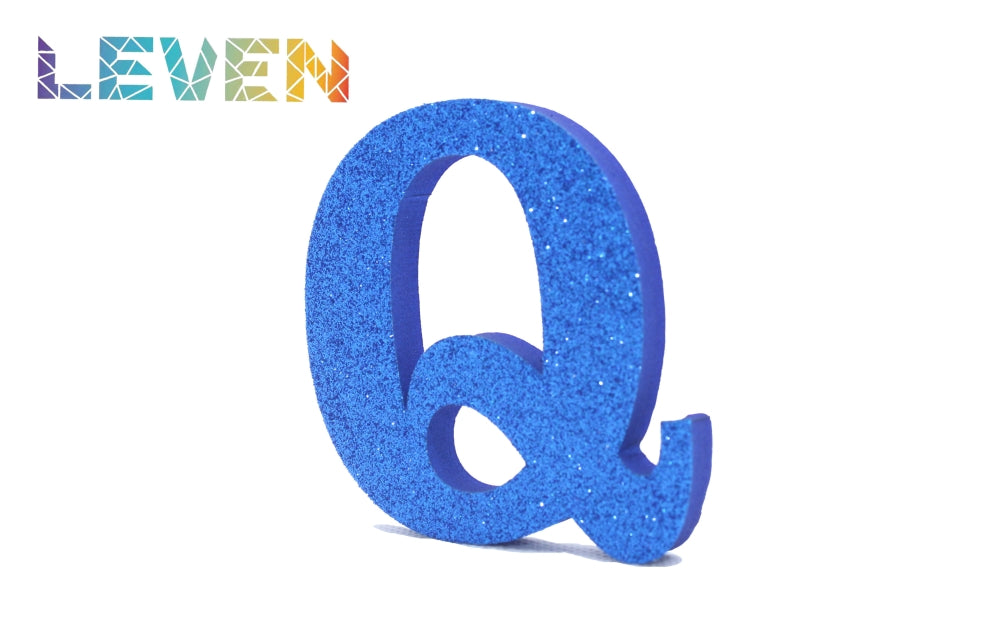Letras decorativas 7.5cm Azul purpurina Q
