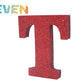 Letras decorativas 7.5cm Rojo purpurina T