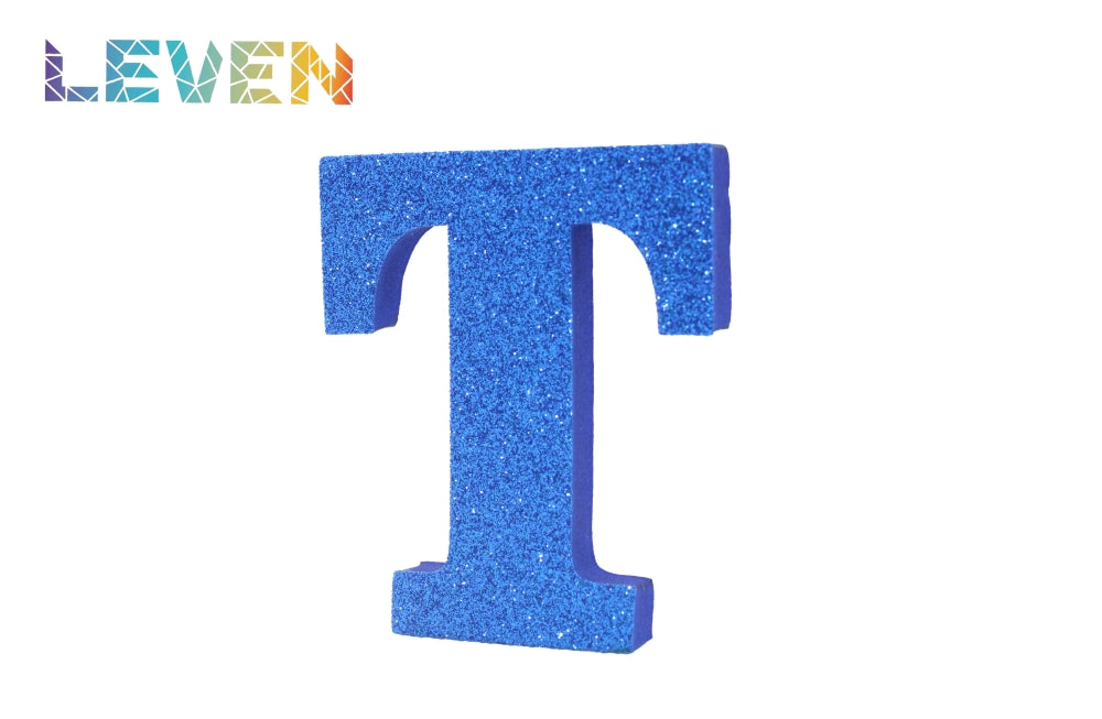 Letras decorativas 7.5cm Azul purpurina T