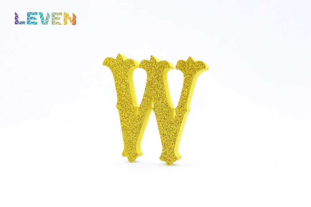 Letras decorativas 7cm Oro purpurina W